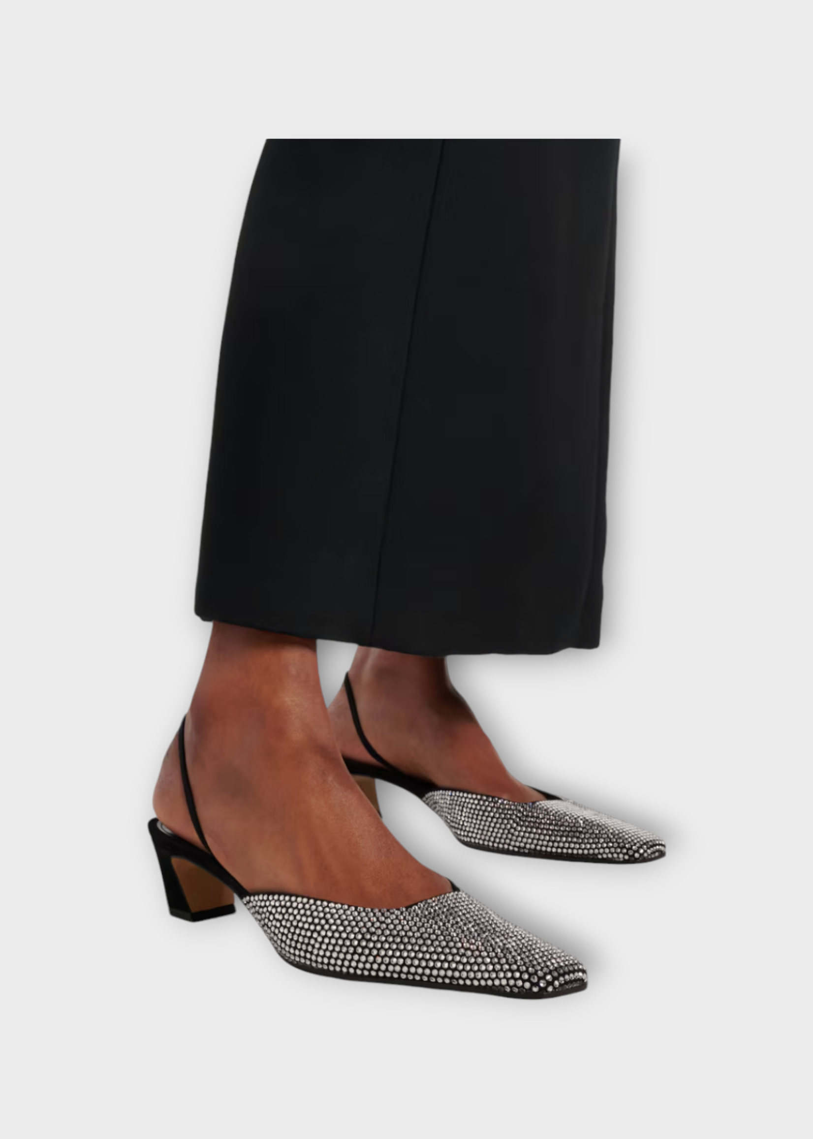 Khaite Khaite Heels, Black, Roosevelt Slingback Pump Heels w/ Rhinestones Embellishment