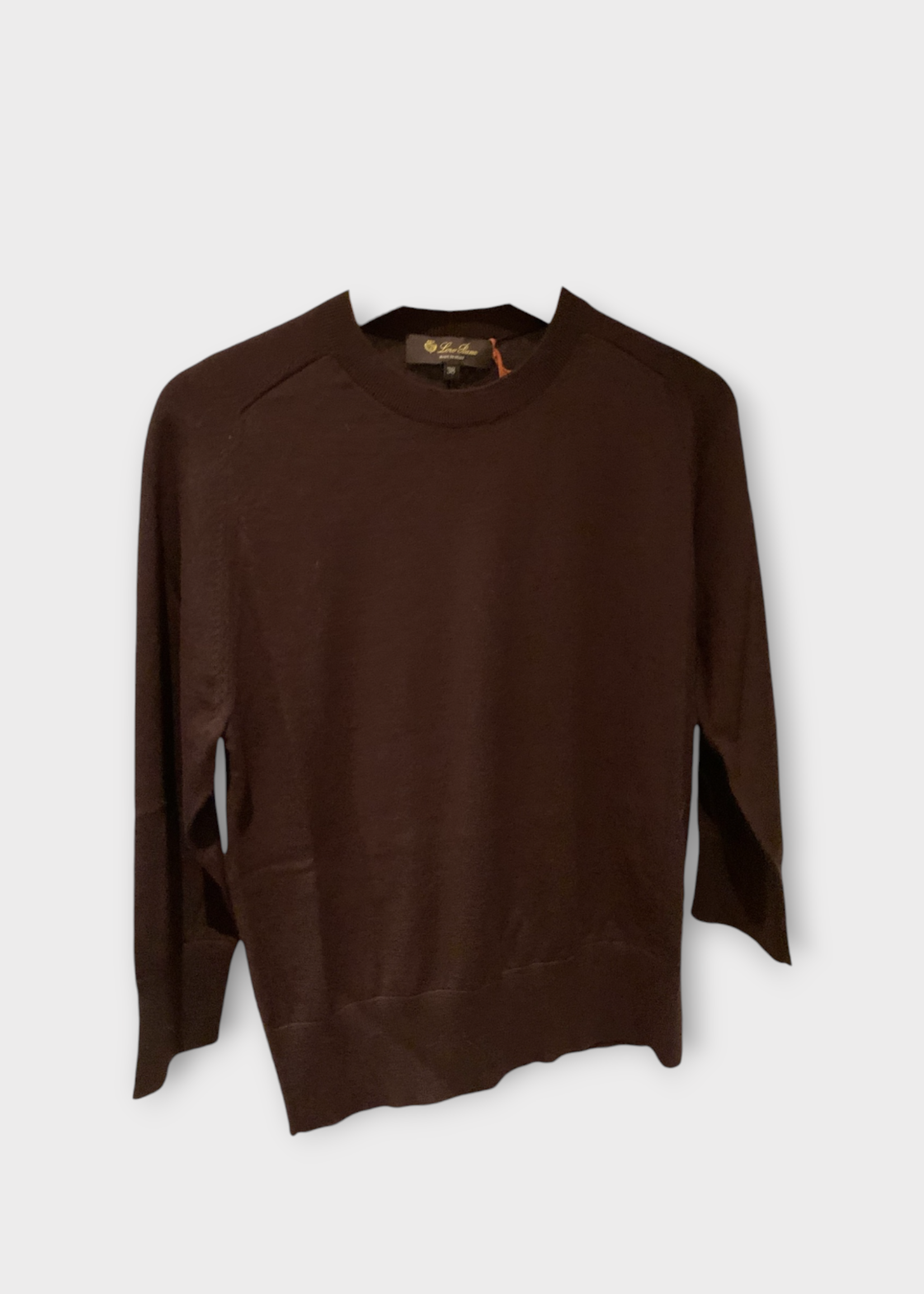 Loro Piana Loro Piana Knitwear, Brown, Manica Cashmere Crew Neck Three Quarter Sleeves Knitwear In Dark Chocolate