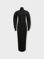 Khaite Khaite Dress, Black, Storm Merino Wool High Neck Long Sleeve Knitted Long Pencil Skirt Dress