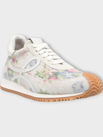 Loewe Loewe Sneakers, Multi, Flow Runner Suede Leather Sneakers In White & Pink Floral Print