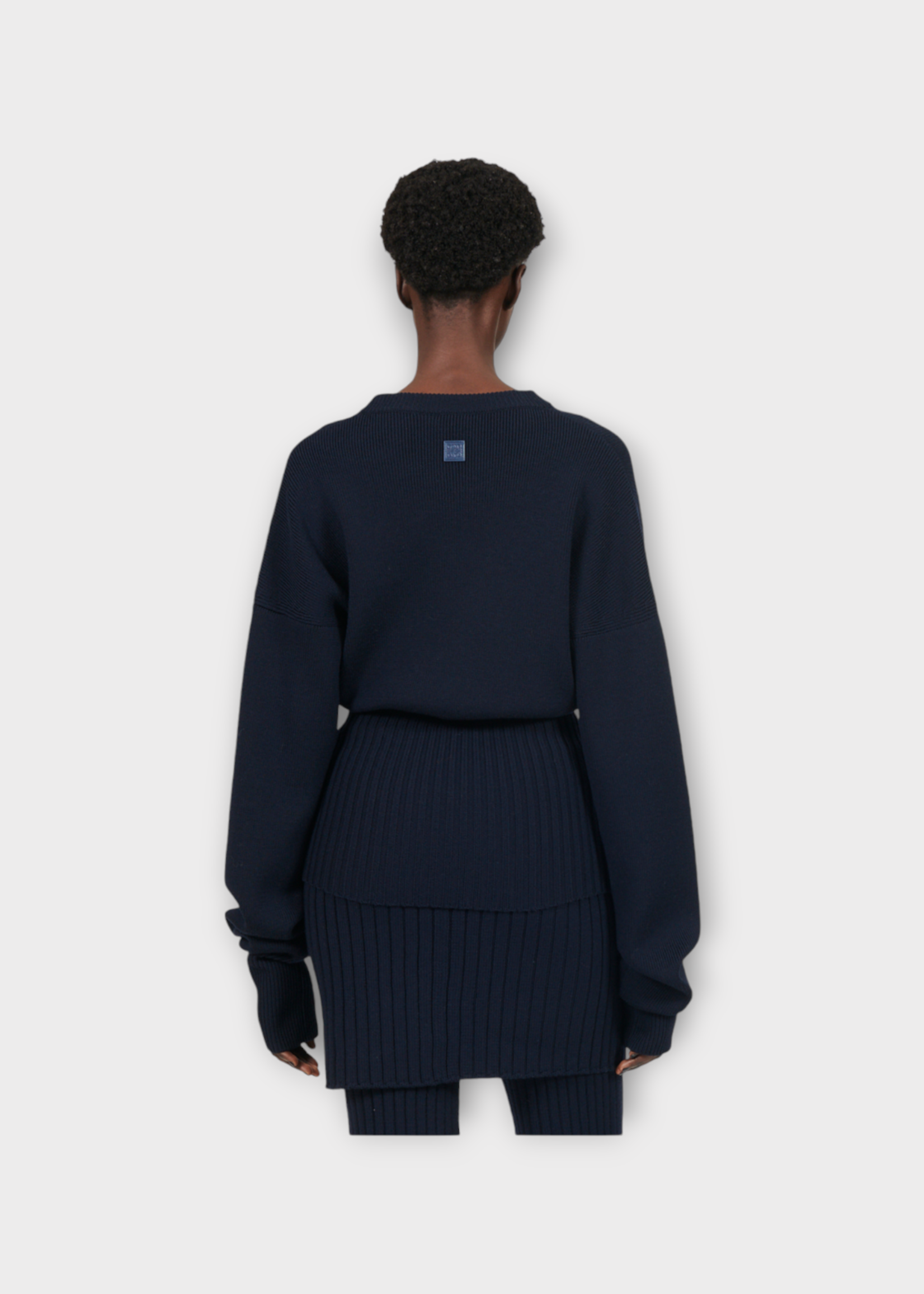Loewe Loewe Knitwear, Navy, Crew Neck Wool Ribbed Sweater In Navy Blue