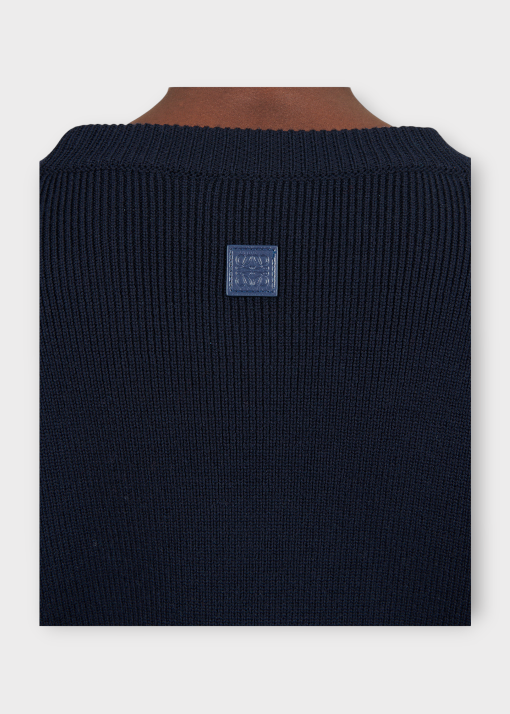 Loewe Loewe Knitwear, Navy, Crew Neck Wool Ribbed Sweater In Navy Blue