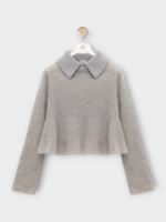 Loewe Loewe Knitwear, Grey, Wool & Mohair Polo Sweater w/ Trapeze Silhouette