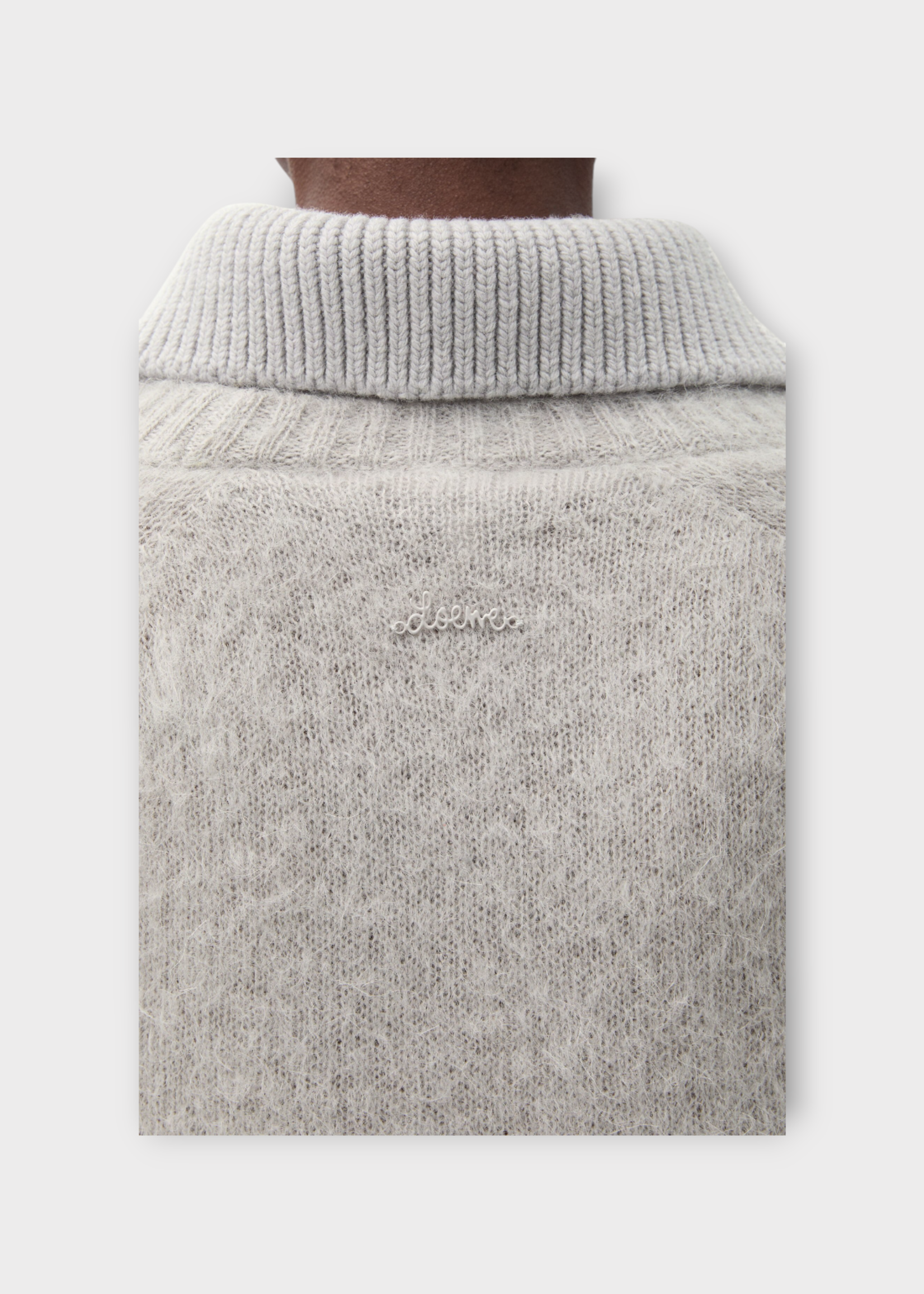 Loewe Loewe Knitwear, Grey, Wool & Mohair Polo Sweater w/ Trapeze Silhouette