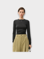 Loewe Loewe Knitwear, Grey, Cashmere & Silk Draped Sweater In Anthracite