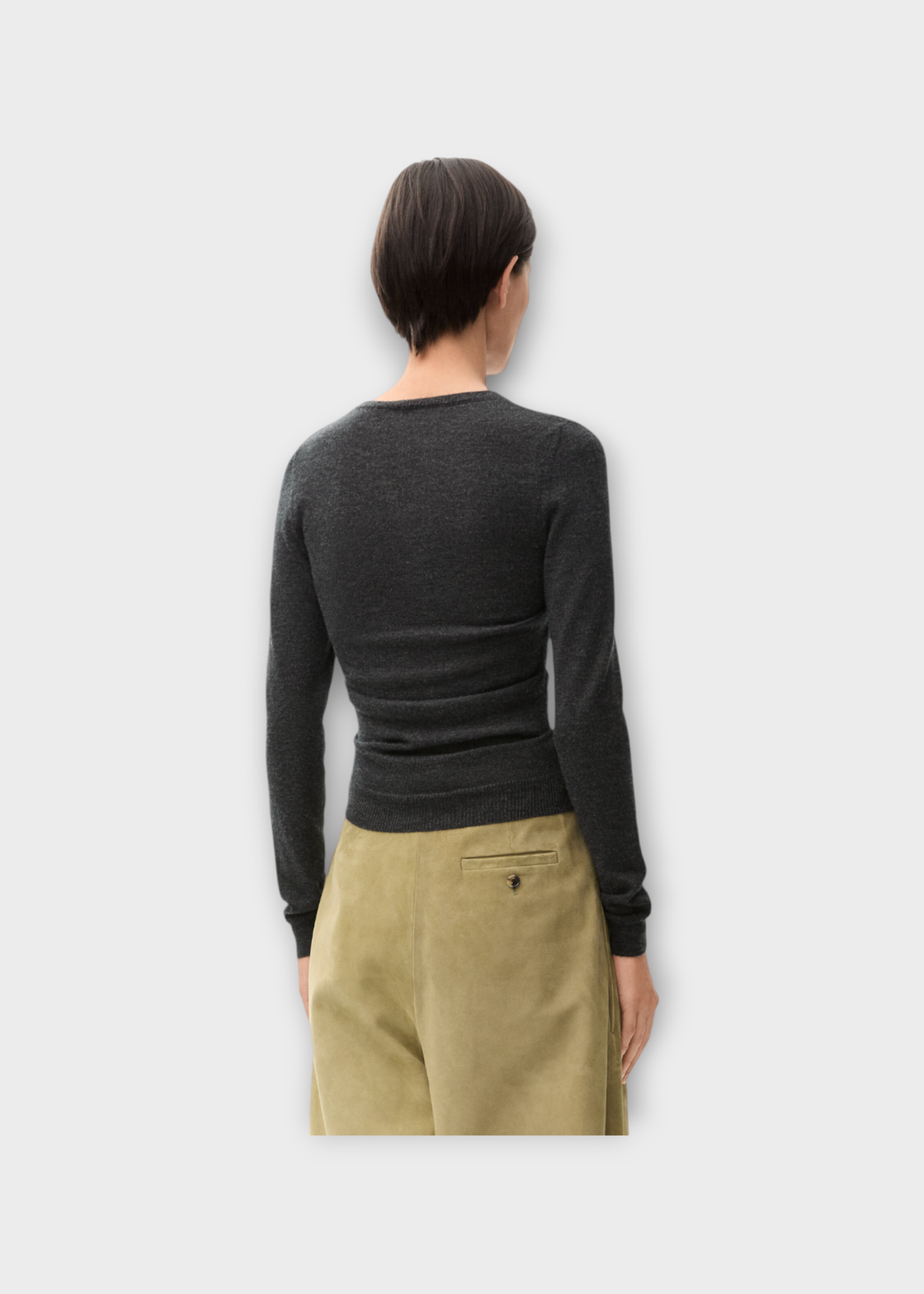 Loewe Loewe Knitwear, Grey, Cashmere & Silk Draped Sweater In Anthracite