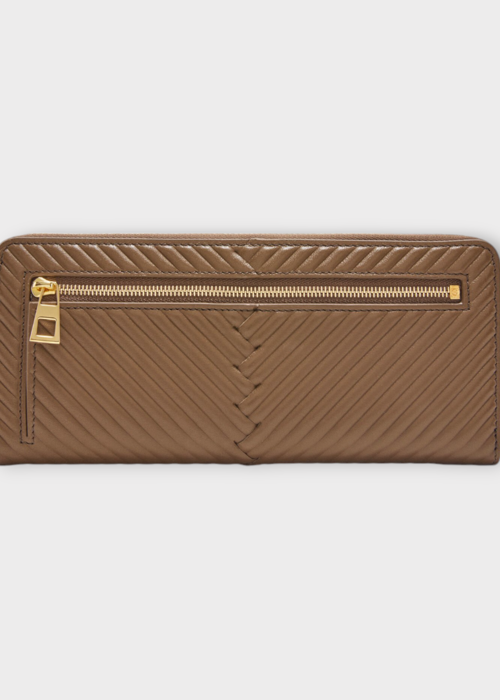 Loewe Loewe Wallet, Brown, Shiny Nappa Calfskin Knot Diamond Slim Zip Around Long Wallet In Tundra