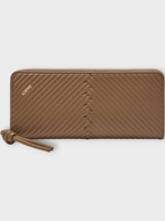 Loewe Loewe Wallet, Brown, Shiny Nappa Calfskin Knot Diamond Slim Zip Around Long Wallet In Tundra