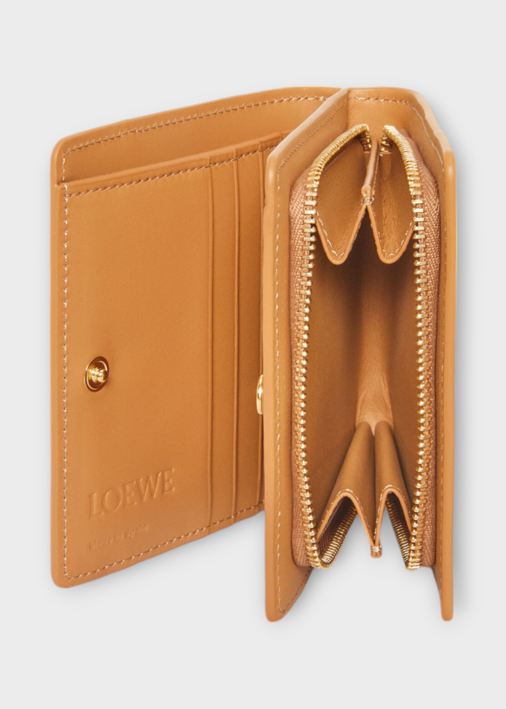 Loewe Loewe Wallet, Multi, Classic Calfskin Puzzle Compact Zip Wallet In Warm Desert, Soft White & Papercraft