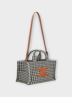 Celine Celine Bag, Multi, Textile & Calf Skin Small Cabas Tote Bag in Black & White w/ Logo Patch