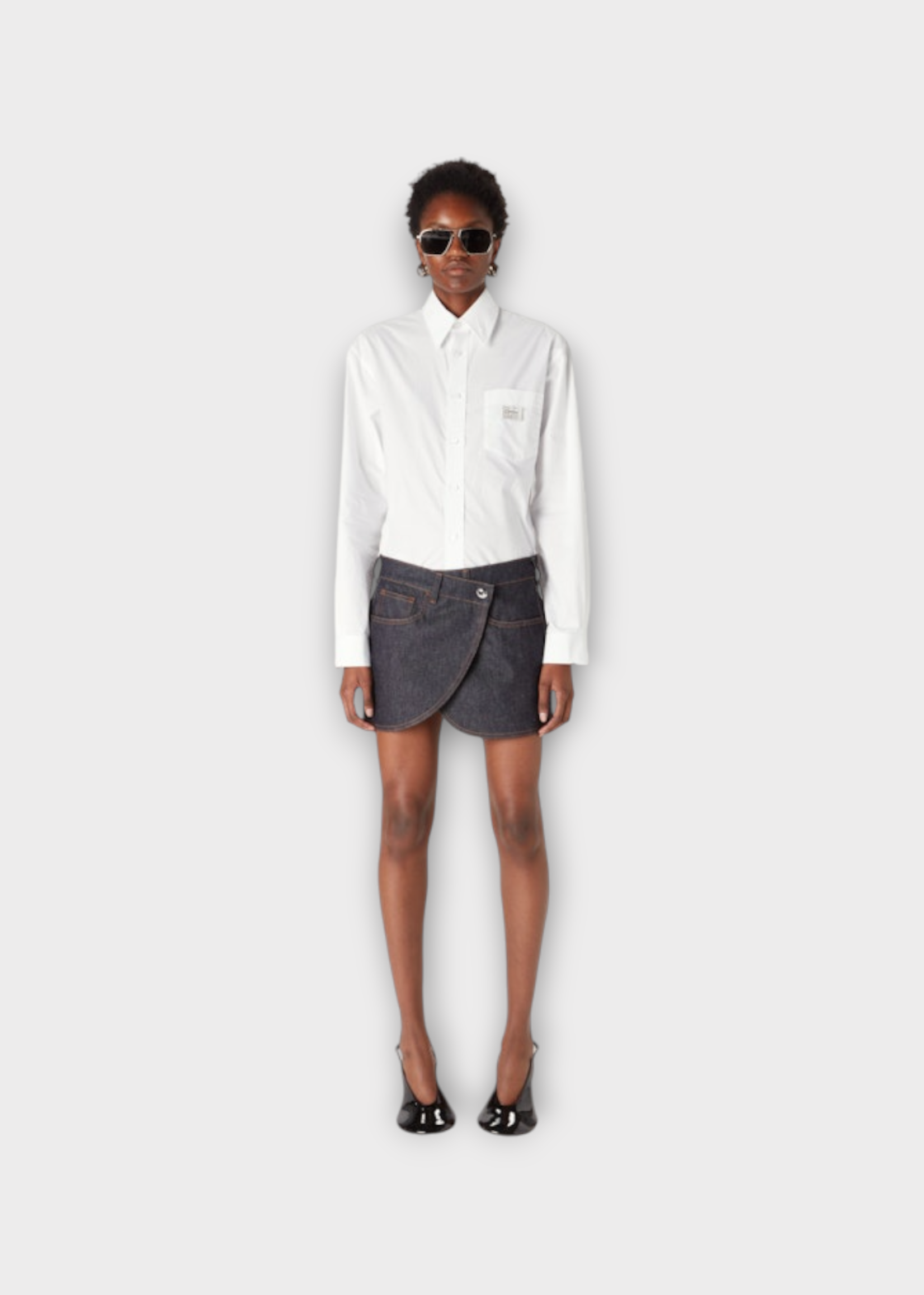Coperni Coperni Shirt, White, Cotton Poplin Collared Body Shirt In White w/ Chest Pocket