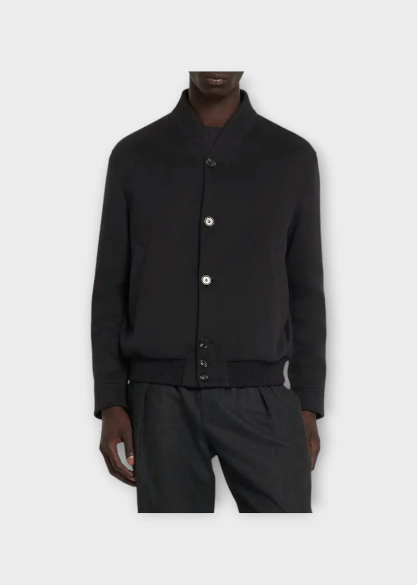 Loro Piana Loro Piana Jacket, Blue, Gaikan Cashmere Collared Button Up Bomber In Moonless Night