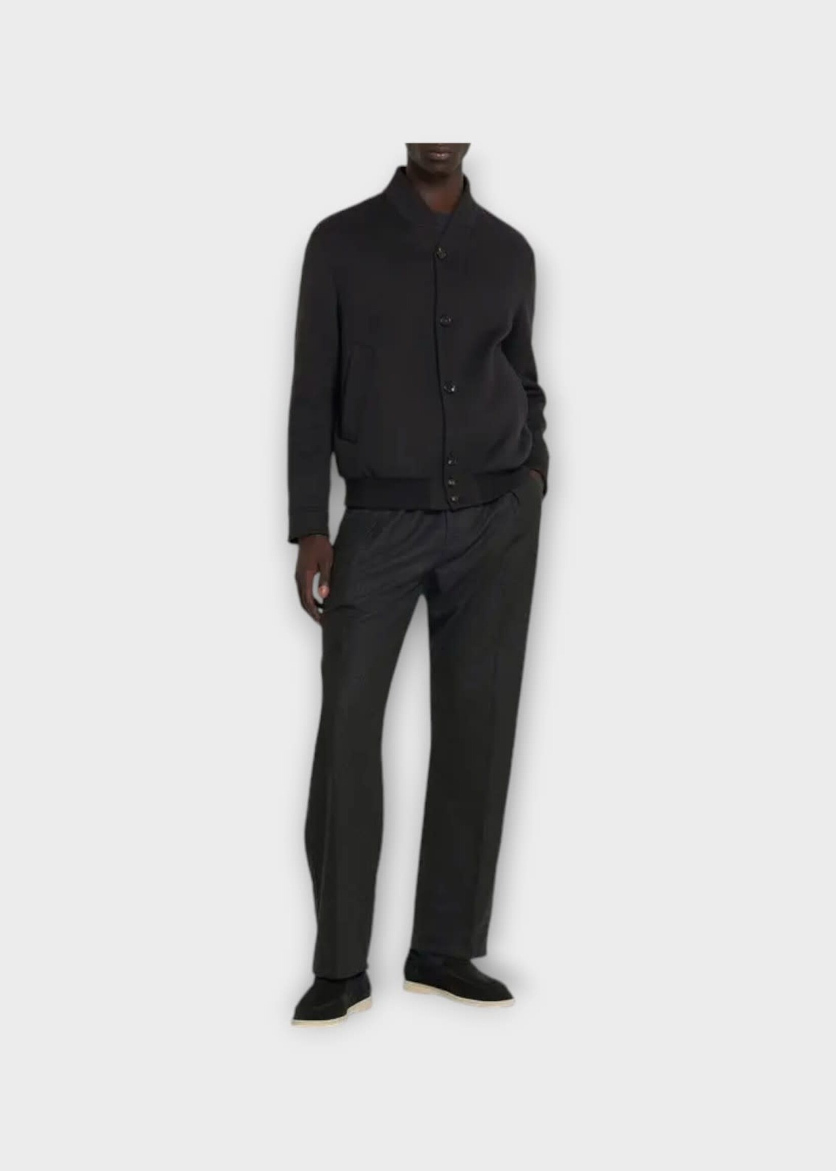 Loro Piana Loro Piana Jacket, Blue, Gaikan Cashmere Collared Button Up Bomber In Moonless Night