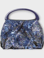 Dries Van Noten Dries Van Noten Bag, Multi, Crisp Leather Top Handle Mini Hand Bag In Blue w/ Embellishments