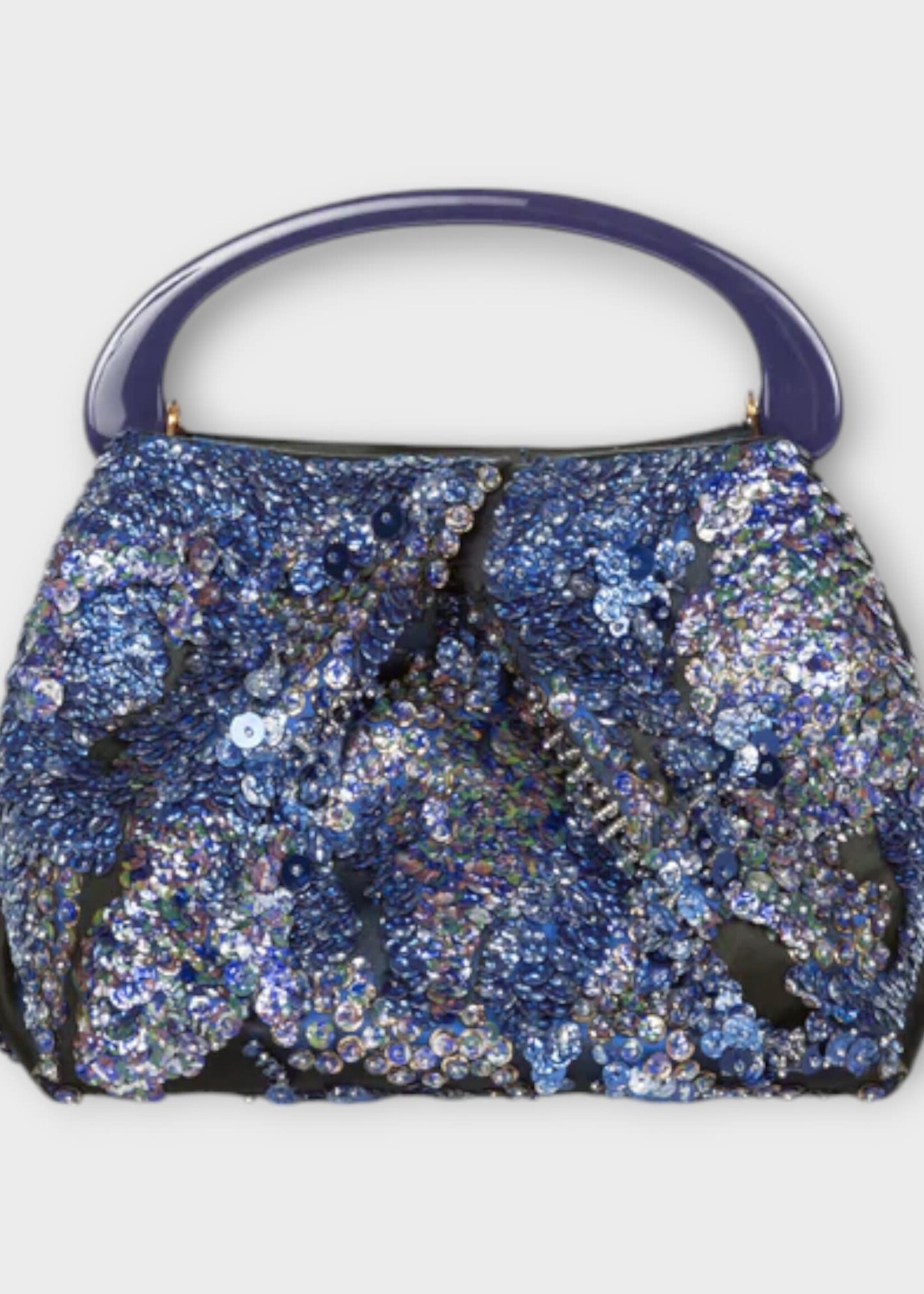 Dries Van Noten Dries Van Noten Bag, Multi, Crisp Leather Top Handle Mini Hand Bag In Blue w/ Embellishments