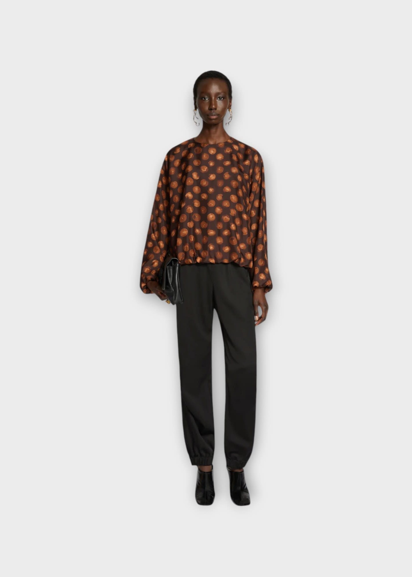 Dries Van Noten Dries Van Noten Trousers, Black, Piker Wool Satin Elasticated Waist Casual Pants In Black