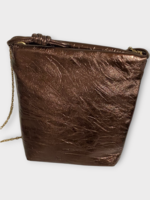 Dries Van Noten Dries Van Noten Bag, Brown, Cloud Metallized Leather Shoulder Bag In Copper w/ Chain
