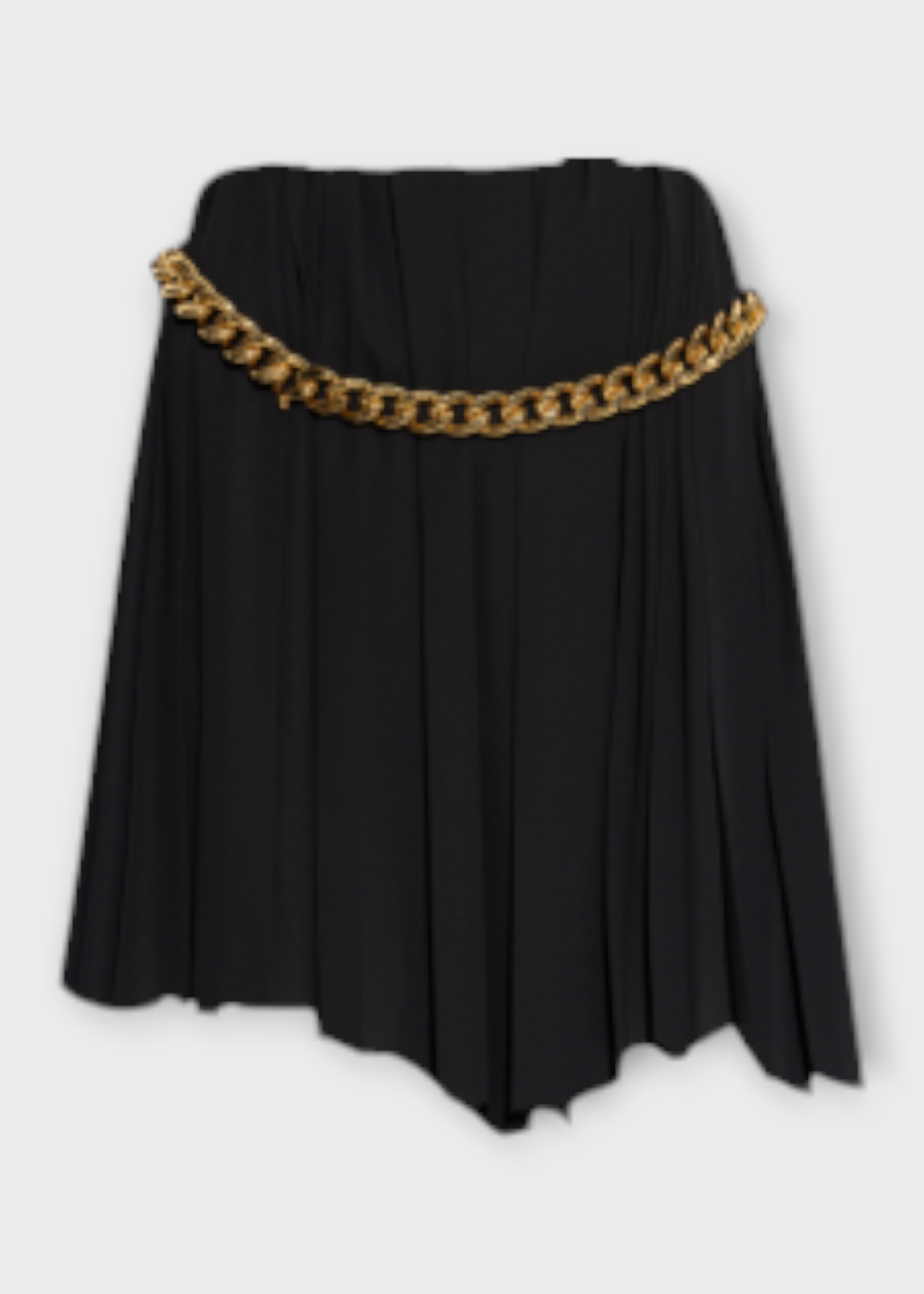 Balenciaga Balenciaga Skirt, Black, Pleated Asymmetric Hem Mini Skirt w/ Chunky Gold Chain
