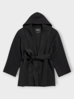 Balenciaga Balenciaga Jacket, Black, Wool Collared Hooded Open Blanket Belted Jacket