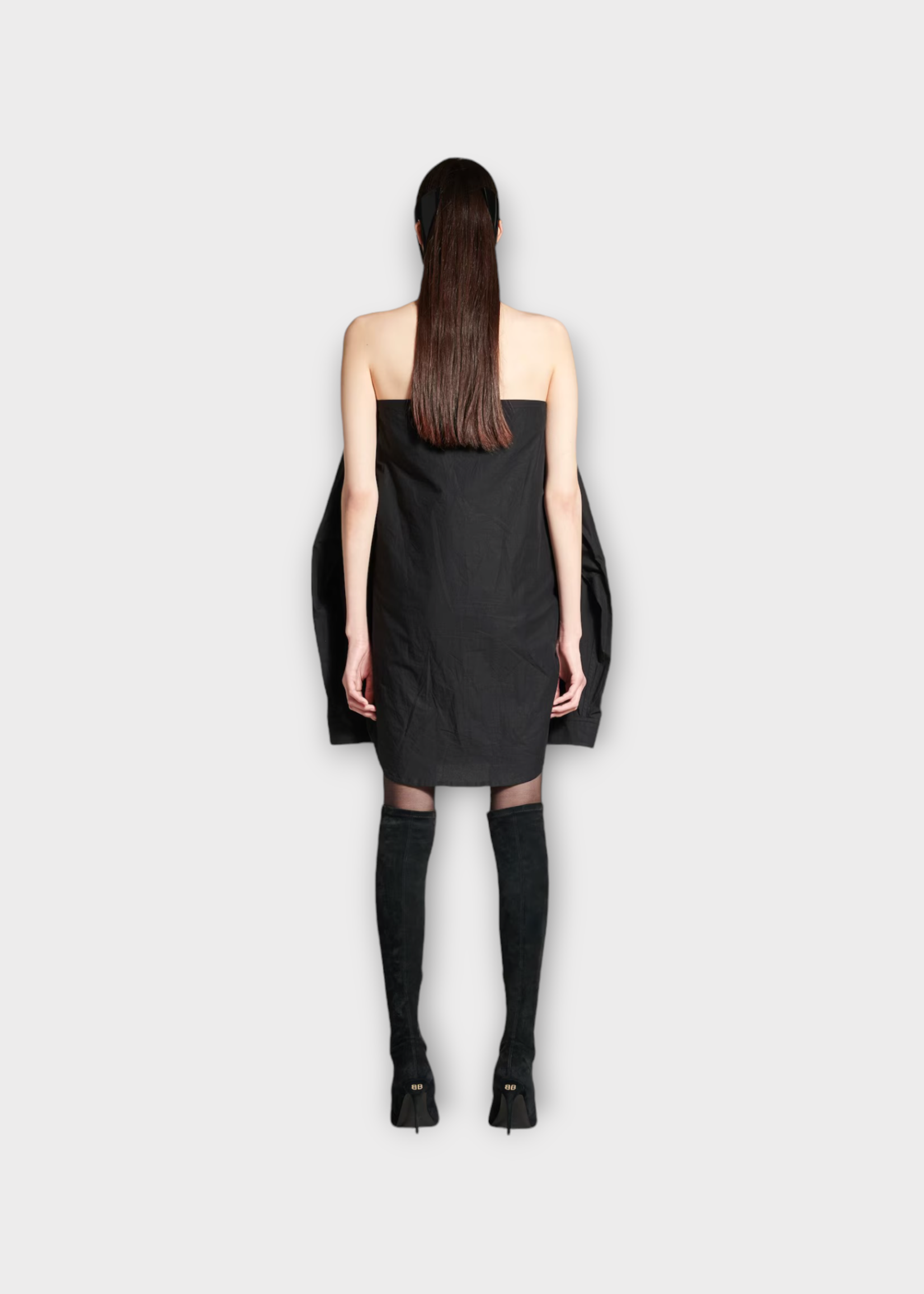 Balenciaga Balenciaga Dress, Black, Cotton Backless Suspended Shirt Button Up Dress w/ Two Ways Wear