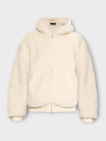 Balenciaga Balenciaga Jacket, White, Faux Shearling Zip Up Hoodie In Ivory w/ Kangaroo Pocket