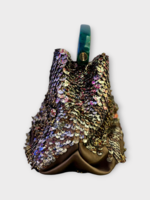 Dries Van Noten Dries Van Noten Bag, Brown, Crisp Leather & Sequins Top Handle Hand Bag In Brown w/ Embellishments & Green Top Handle