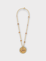 Goossens Goossens Necklace, Multi, Mini Cabochons 24K Gold Pleated Collier w/ Pendant & Harmonie Caramel Stones