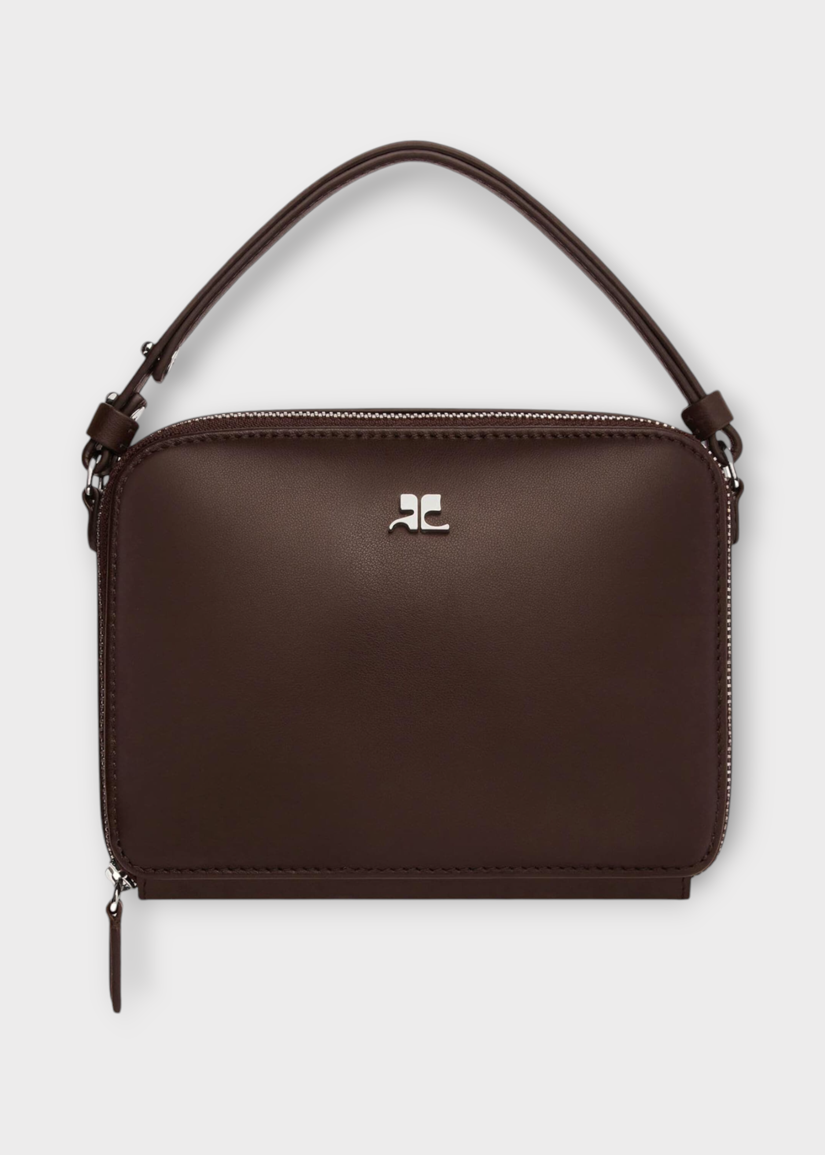 Courreges Courreges Bag, Brown, Cloud Chained Leather Bag In Chocolate w/ Logo