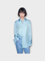 Partow Partow Shirt, Blue, Dahlia Silk Collared Twill Shirt In Arctic