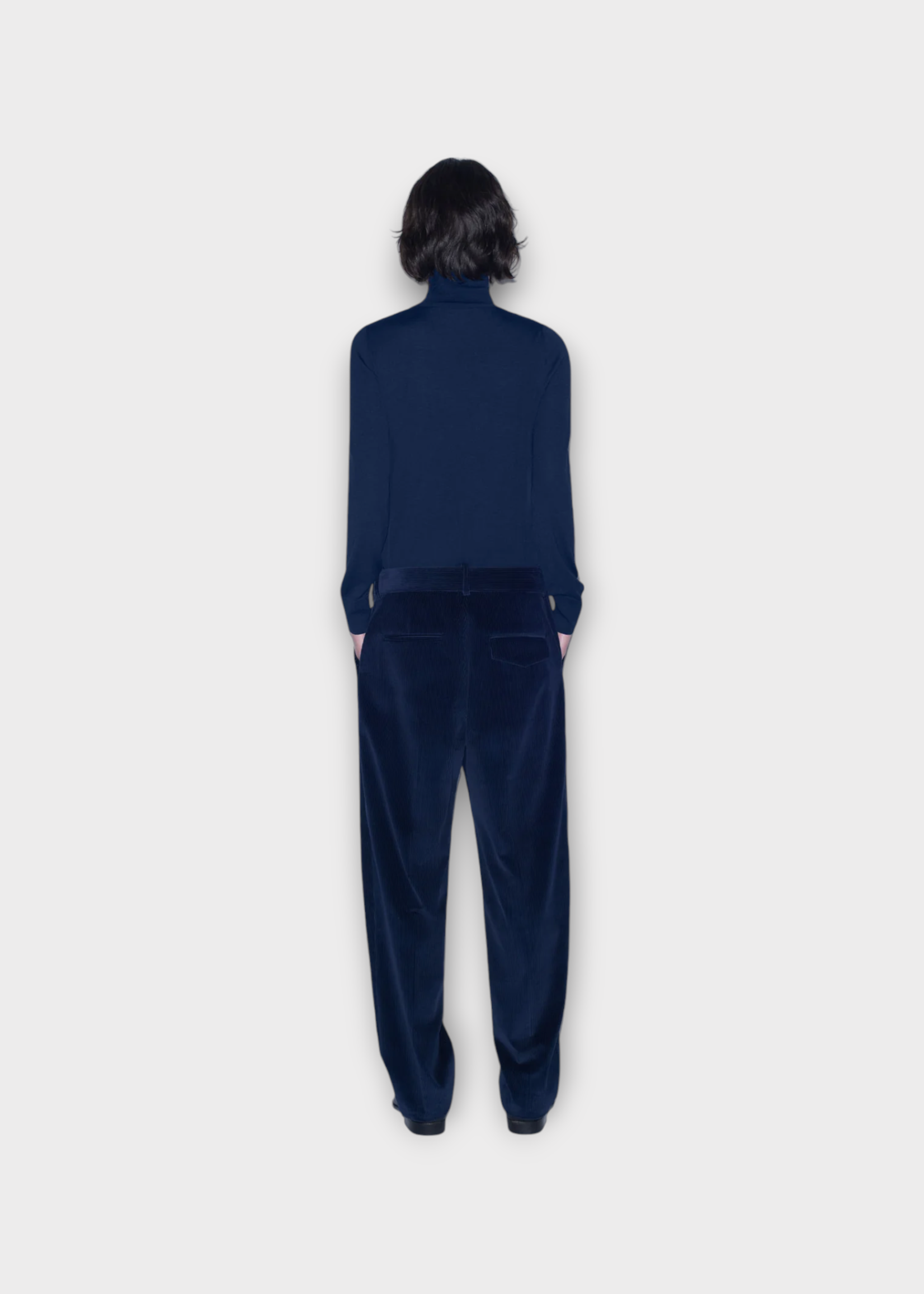 Partow Partow Trousers, Blue, Morrison Cotton Corduroy Straight Fit Trousers In Midnight