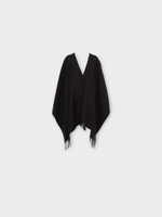 Valentino Valentino Coat, Black, Cashmere Jacquard Open Poncho w/ Fringes