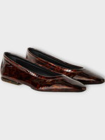 Loro Piana Loro Piana Flats, Brown, Primula Patent Calf Leather Ballerina In Brown Animalier