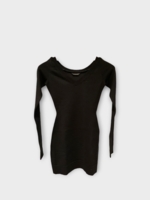 Balenciaga Balenciaga Dress, Black, Wool Round Neck Long Sleeve Fitted Mini Dress