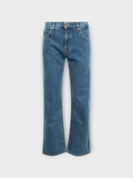 Khaite Khaite Jeans, Blue, Kerrie Rigid Cotton Mid Rise Straight Leg Denim Pants In Boone
