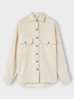 Loro Piana Loro Piana Shirt, White, Jenna Cotton Linen & Virgin Wool Collared Overshirt In Creamy Seashell w/ Patch Pockets