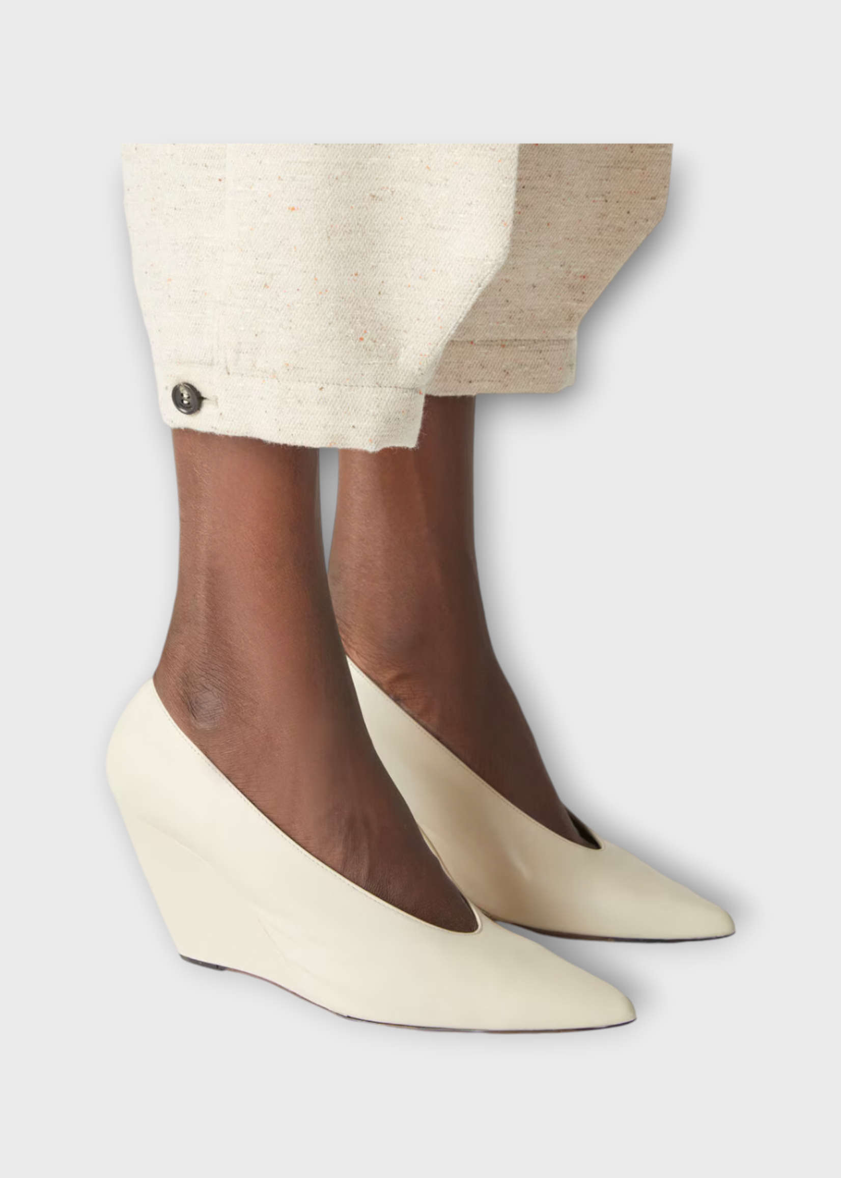 Loro Piana Loro Piana Trousers, White, Dylan Cotton Linen & Virgin Wool High Waist Wide Tapered Legs In Creamy Seashell
