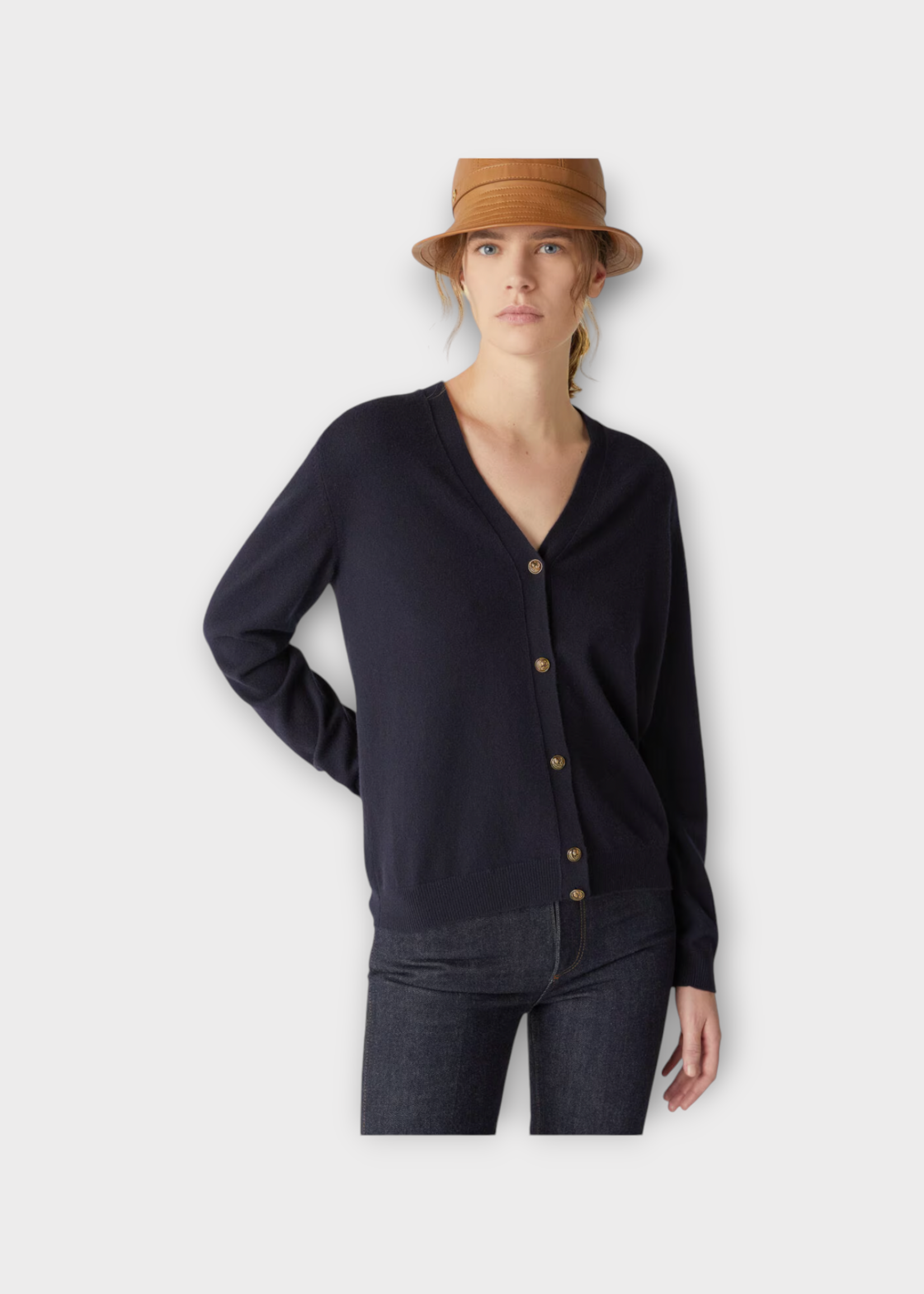 Loro Piana Loro Piana Knitwear, Navy, Baby Cashmere V-Neck Classic Cardigan In Blue Navy