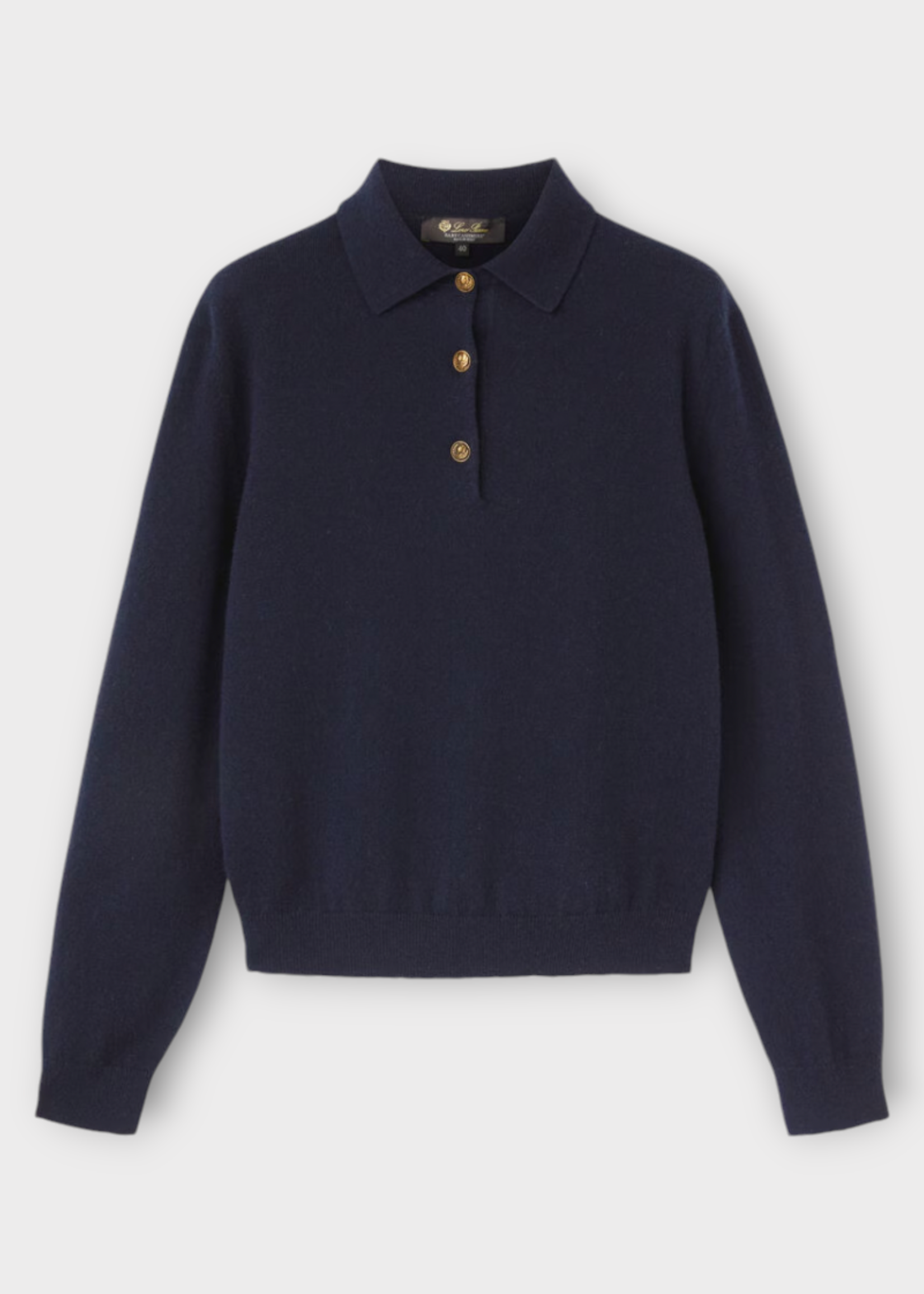 Loro Piana Loro Piana Knitwear, Navy, Baby Cashmere Collared Classic Polo Sweater In Blue Navy