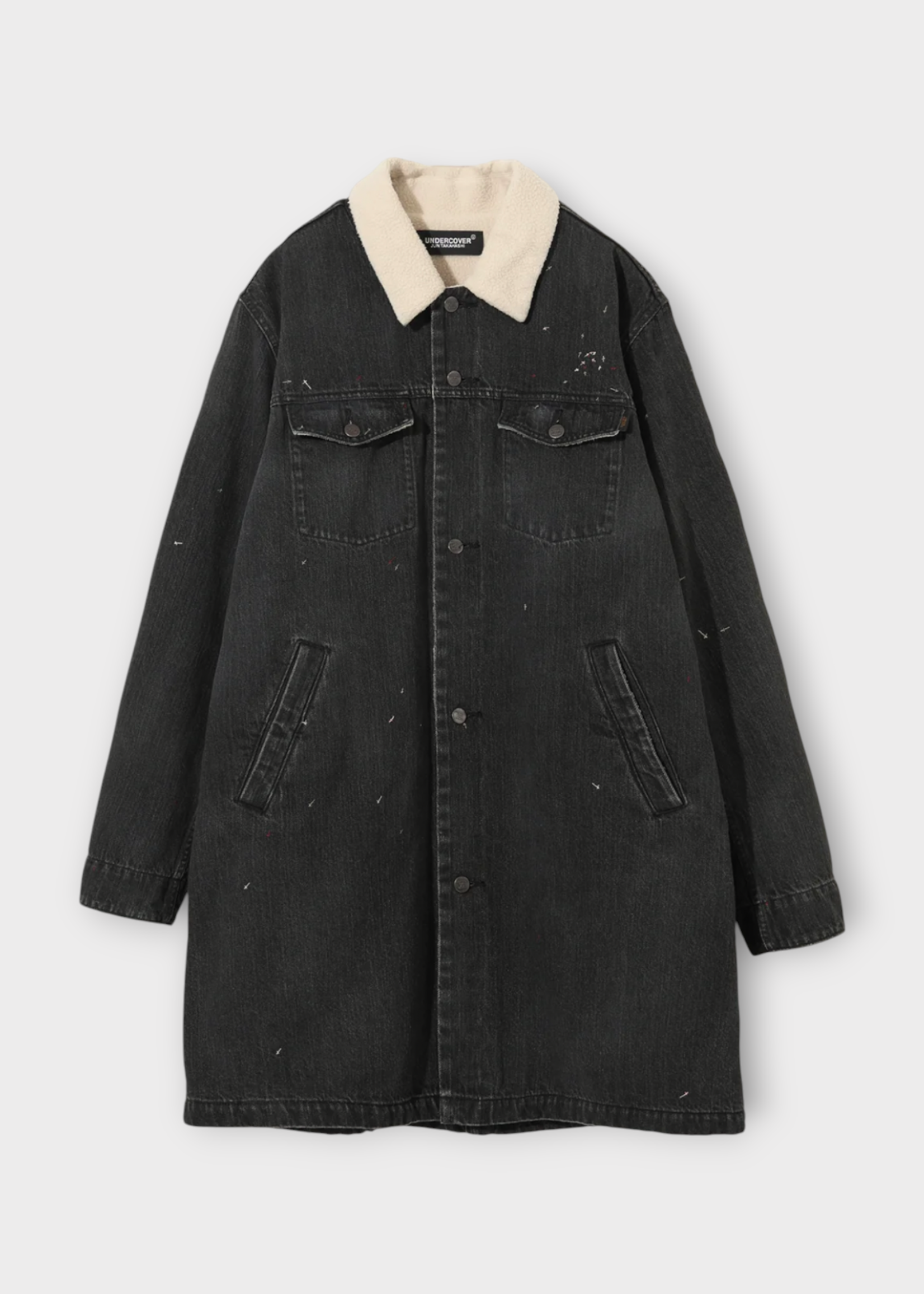 Undercover Undercover Coat, Black, Denim Collared Buttoned Coat w/ Faux Fur Collar