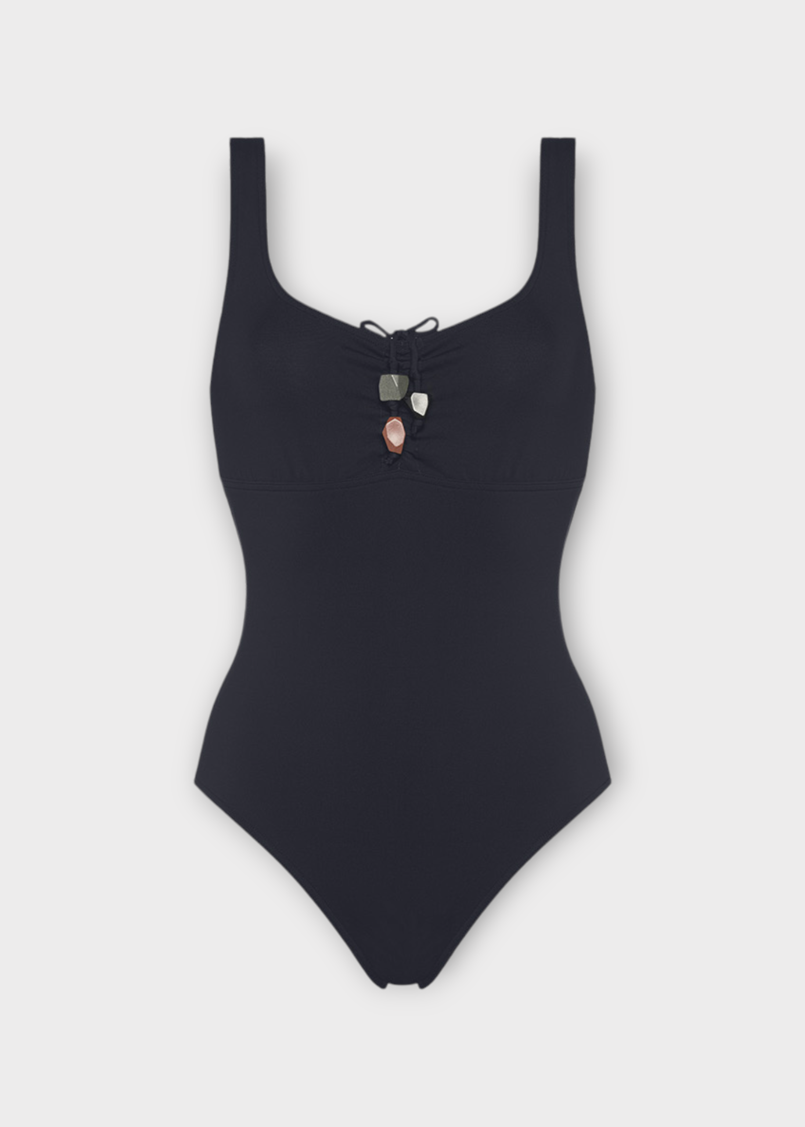 Eres Eres Swimwear, Black, Moon Nageur Round Back One Piece Swimsuit In Blue Waterproof w/ Stones Embellishment