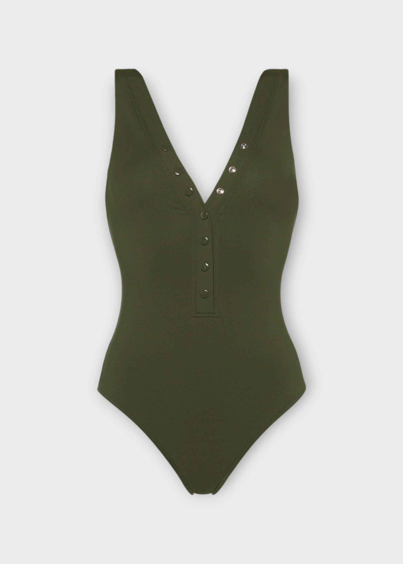 Eres Eres Swimwear, Green, Icone V-Neck One Piece Swimsuit In Vert Mousse