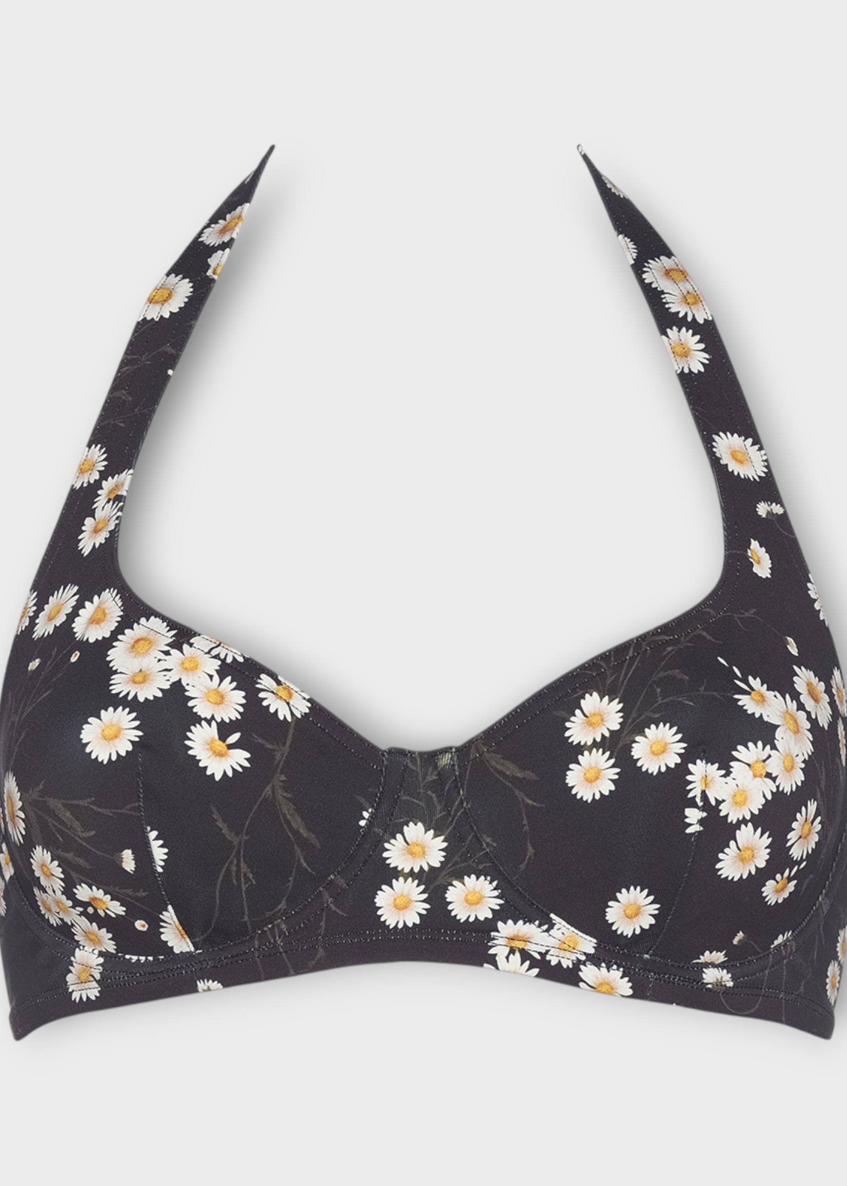 Eres Eres Swimwear, Print, Passionnel Full Cup Triangle Bikini Top In Navy w/ Imprime Romance Flower Print