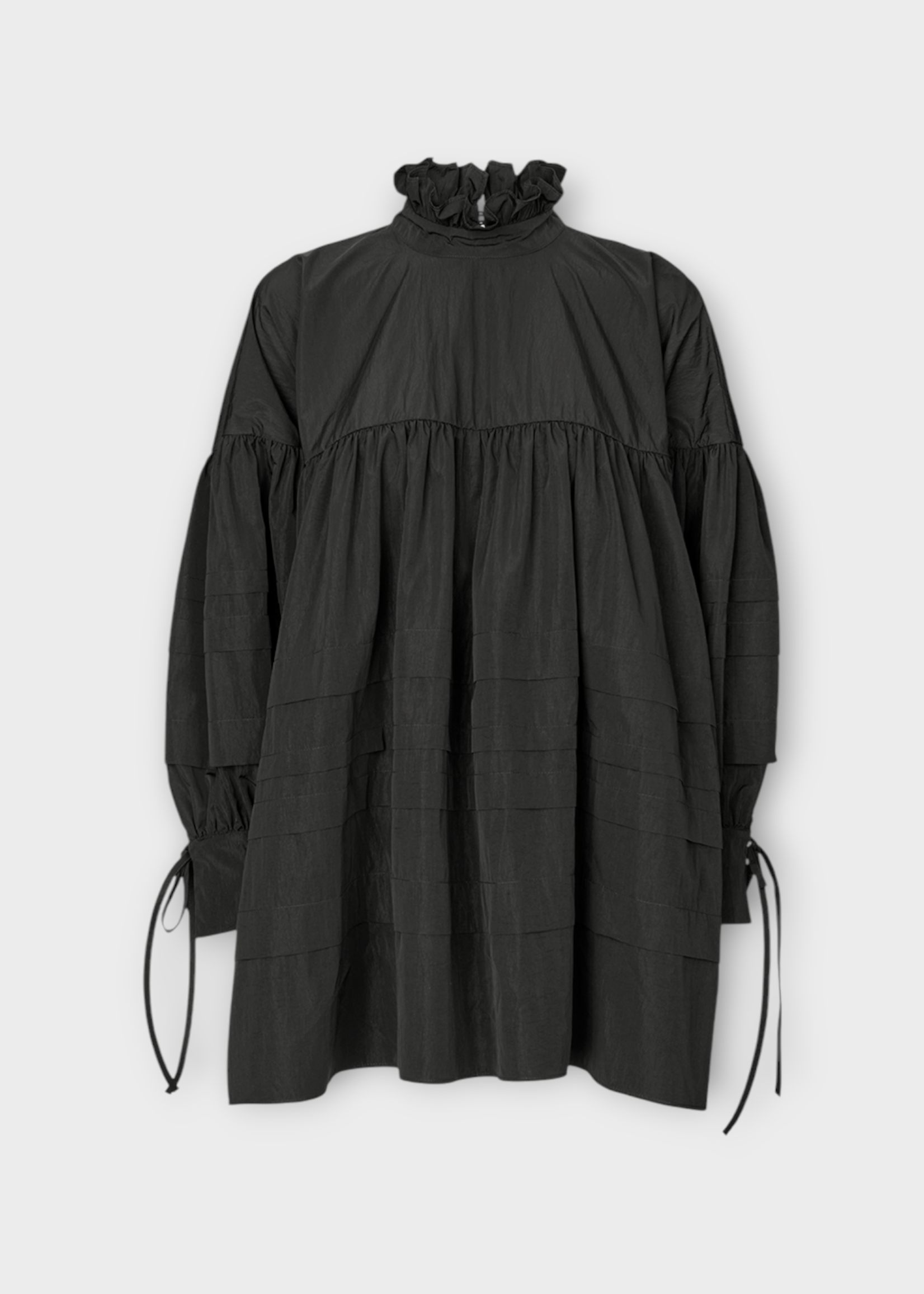 Cecilie Bahnsen Cecilie Bahnsen Shirt, Black, Alberte Recycled Taffeta Oversized Shirt In Black w/ Pleats