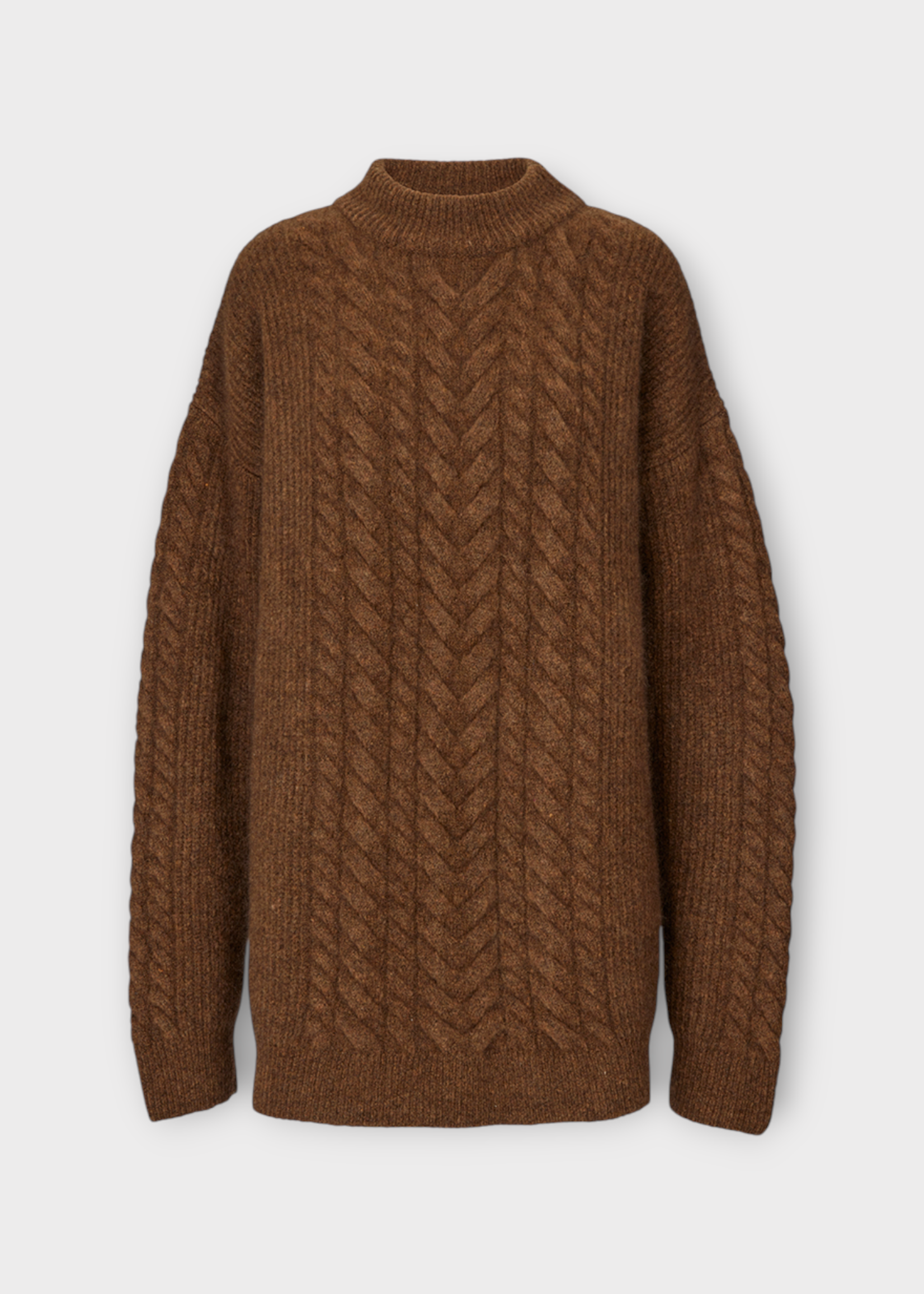 Cecilie Bahnsen Cecilie Bahnsen Knitwear, Brown, Anette Wool Mix Oversized Cable Knit Jumper In Fall Brown