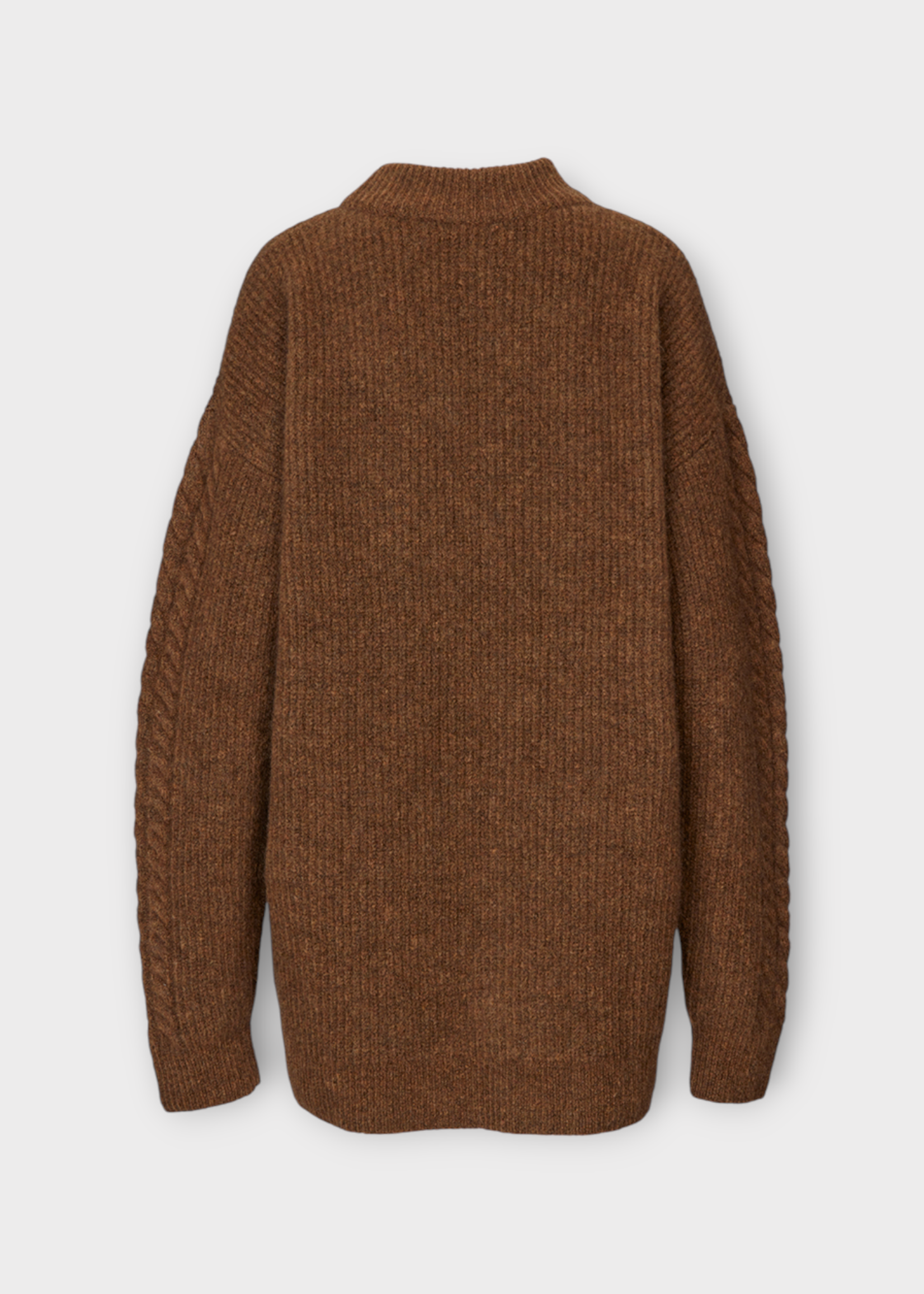 Cecilie Bahnsen Cecilie Bahnsen Knitwear, Brown, Anette Wool Mix Oversized Cable Knit Jumper In Fall Brown