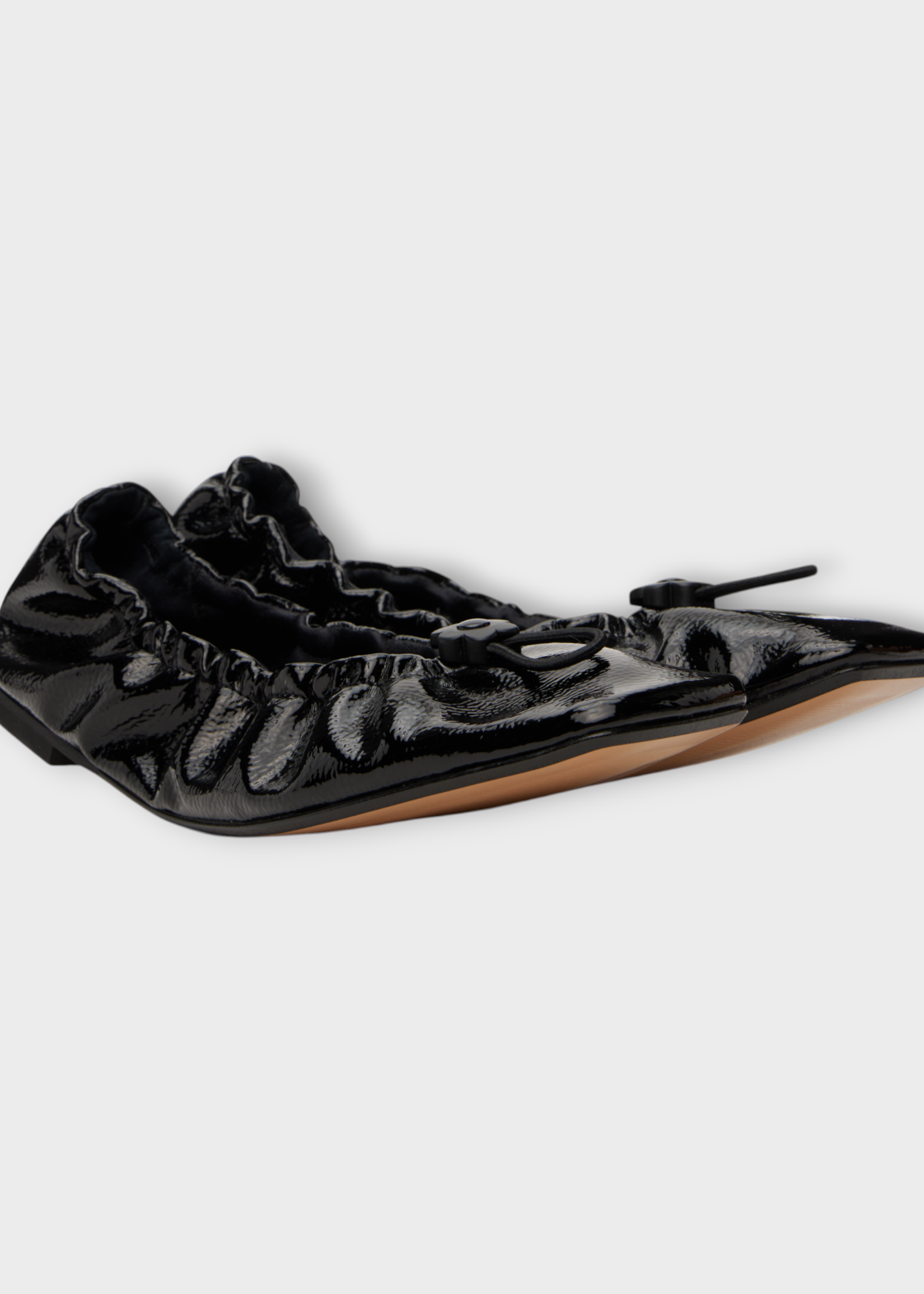 Cecilie Bahnsen Cecilie Bahnsen Flats, Black, Orbella Ballet Patent Leather Stretch Ballerina In Black