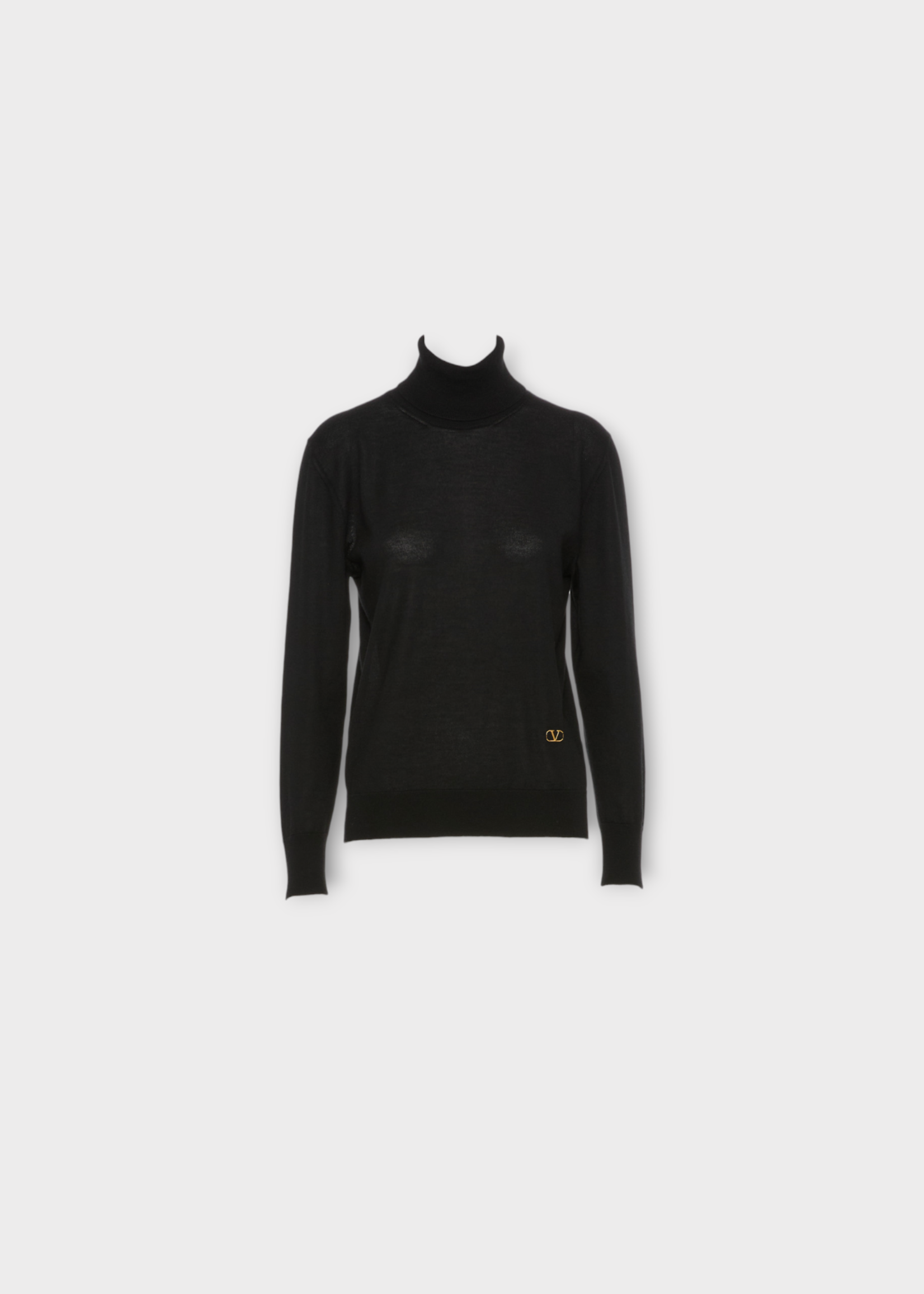 Valentino Valentino Knitwear, Black, Silk & Cashmere Turtle Neck Pullover