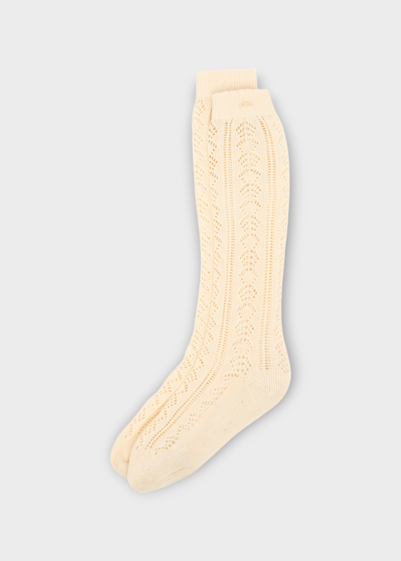 Valentino Valentino Socks, White, Cotton Crochet Socks In Off White