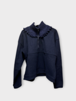 Michaela Buerger Michaela Buerger Knitwear, Blue, Clara Wool High Neck Half Zipped Jumper In Dark Blue