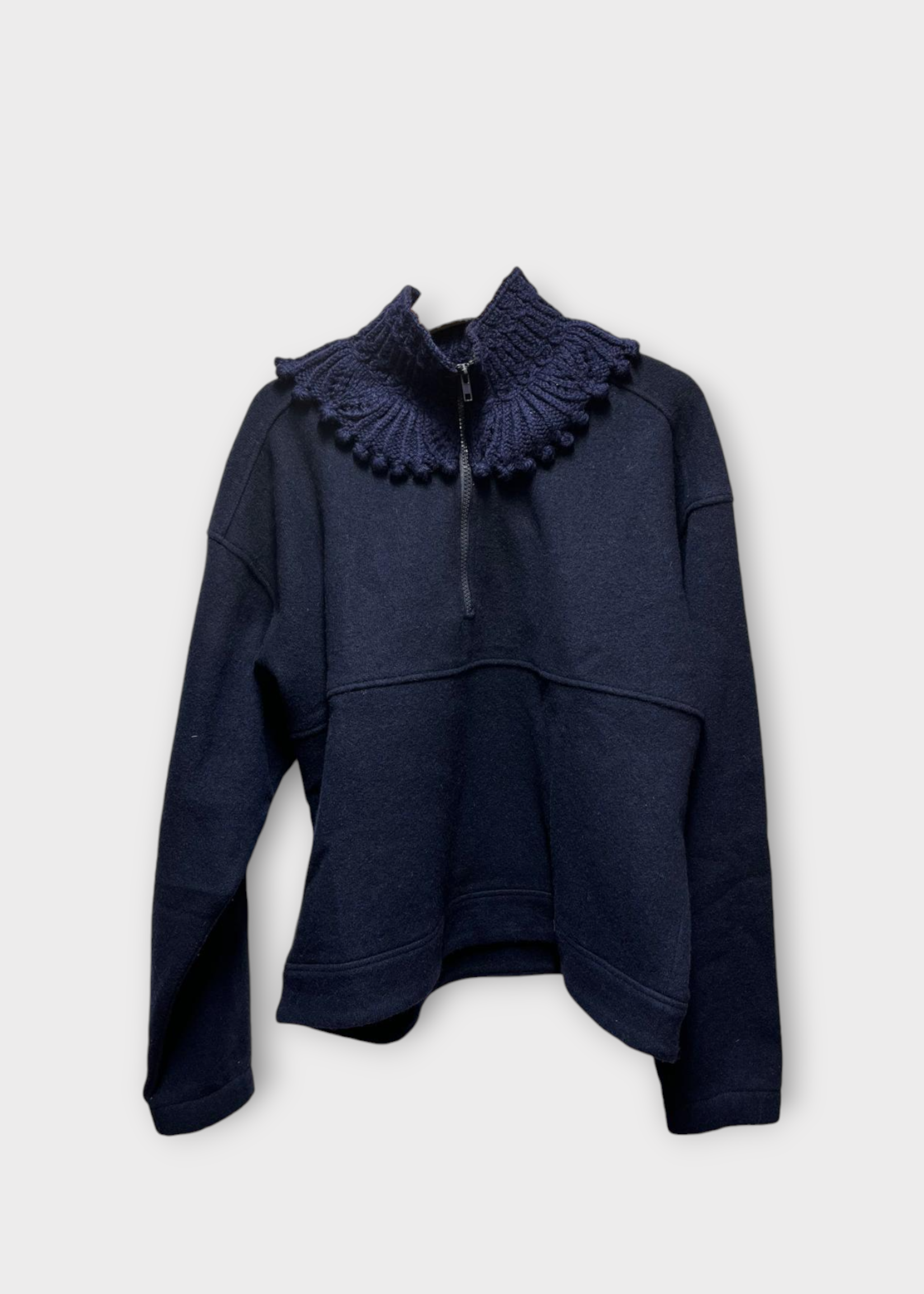 Michaela Buerger Michaela Buerger Knitwear, Blue, Clara Wool High Neck Half Zipped Jumper In Dark Blue